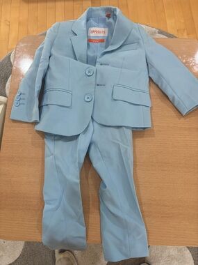OppoSuits Boys 2T Light Blue Tailored Pantsuit with Double-Breasted Blazer